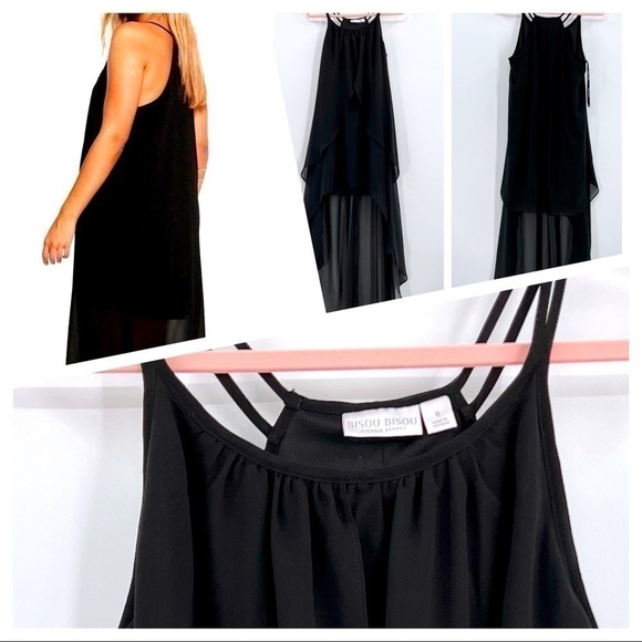 Bisou Bisou Asymmetrical Ruffle Black Dress size 6 - Picture 3 of 10